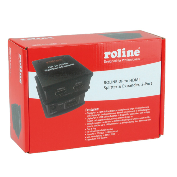 ROLINE DisplayPort to HDMI сплитер с VideoWall функция, 2-портов