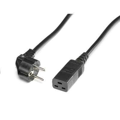 ROLINE захр. кабел Шуко, IEC320-C19, 16A/250V, черен, 2.0 м