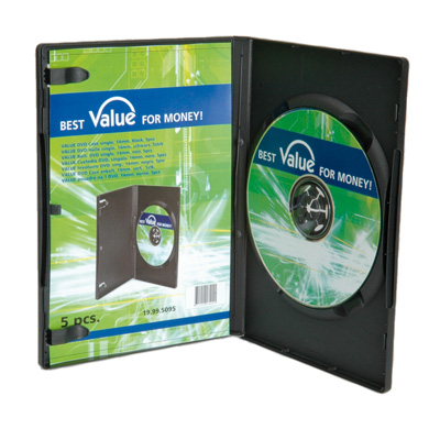 VALUE DVD Case single, 14.0 мм, черен цвят, 5 бр