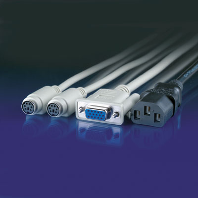 Комплект удължителни кабели, 1x HD15 M/F, 2x PS2 M/F, 1x Euro захранващ кабел, 1.5 м