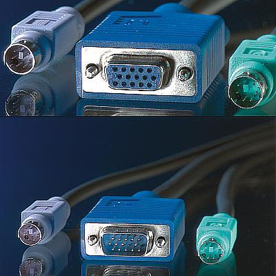 KVM кабел, 1x HD15 M/F, 2x PS2, M/M, 1.8 м