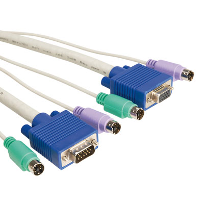 KVM кабел, 1x HD15 M/F, 2x PS2, M/M, (тип звезда), 10.0 м