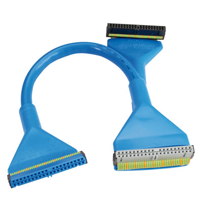 UDMA/ATA133 кръгъл кабел, 3x IDC 40F, 48 см, син цвят