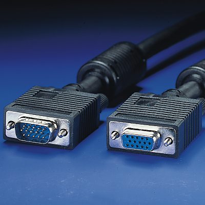 VGA кабел HD15 M/F, 2.0 м с феритни накрайници, удължителен, Quality