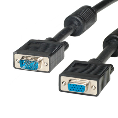 VGA кабел HD15 M/F, 3.0 м с феритни накрайници, удължителен, Quality
