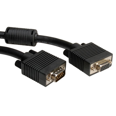VGA кабел HD15 M/F, 6.0 м с феритни накрайници, удължителен, Quality