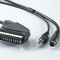 DVD комплект кабели, 10.0 м, Scart/M към SVHS/M + 3.5 мм Stereo/M, tin-plated, черен цвят