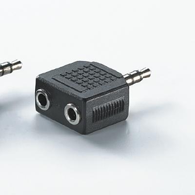3.5 мм адаптер (1x M / 2x RCA/F), tin-plated, черен цвят