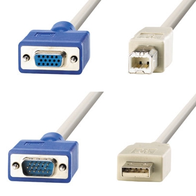 VALUE KVM кабел HD15M+USB-A -- HD15F+USB-B, 1.8 м