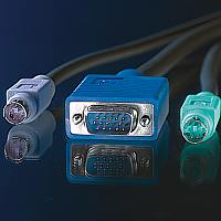 KVM кабел, 1x HD15 M/M, 2x PS2 M/M, 3C+4, 1.8 м