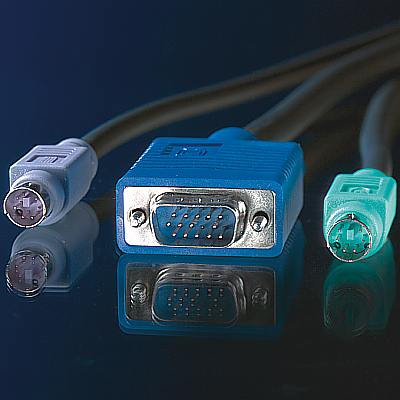 KVM кабел, 1x HD15 M/M, 2x PS2 M/M, 3C+4, 3.0 м