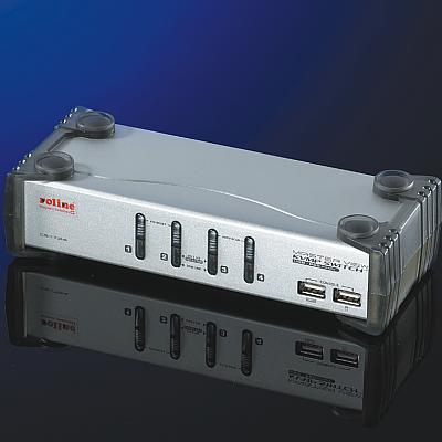 Автоматичен KVM & 2-портов USB 1.1 превключвател, CS-1734, 1x User - 4x PCs, аудио