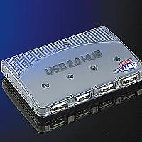 USB 4-портов концентратор 2.0, с USB 2.0 кабел, с UK-PSU