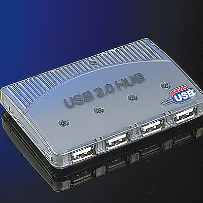 USB 4-портов концентратор 2.0, с USB 2.0 кабел, с UK-PSU
