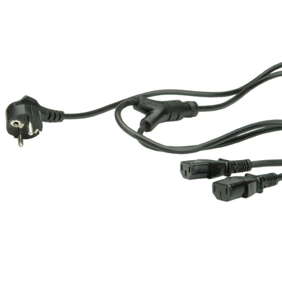 Захранващ кабел, разклонителен, Schuko, 2.0 м, черен цвят