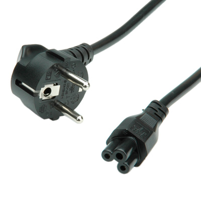 Захранващ кабел, Shuko към 3-pin (Compaq) notebook накрайник, 1.8 м, черен цвят