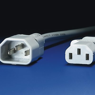 Захранващ удължителен кабел, 3.0 м, сив цвят
