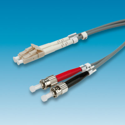 Fiber Patch кабел, 1.0 м, тип LC/ST, Duplex, Multimode, 50/125, 3.0 мм, сив цвят